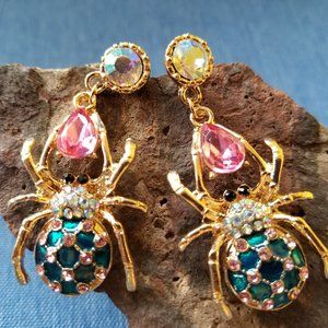 Colorful Spider Earrings - NWOT